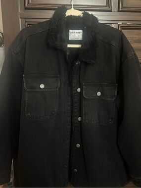Old Navy Black Sherpa-Lined Jean Jacket